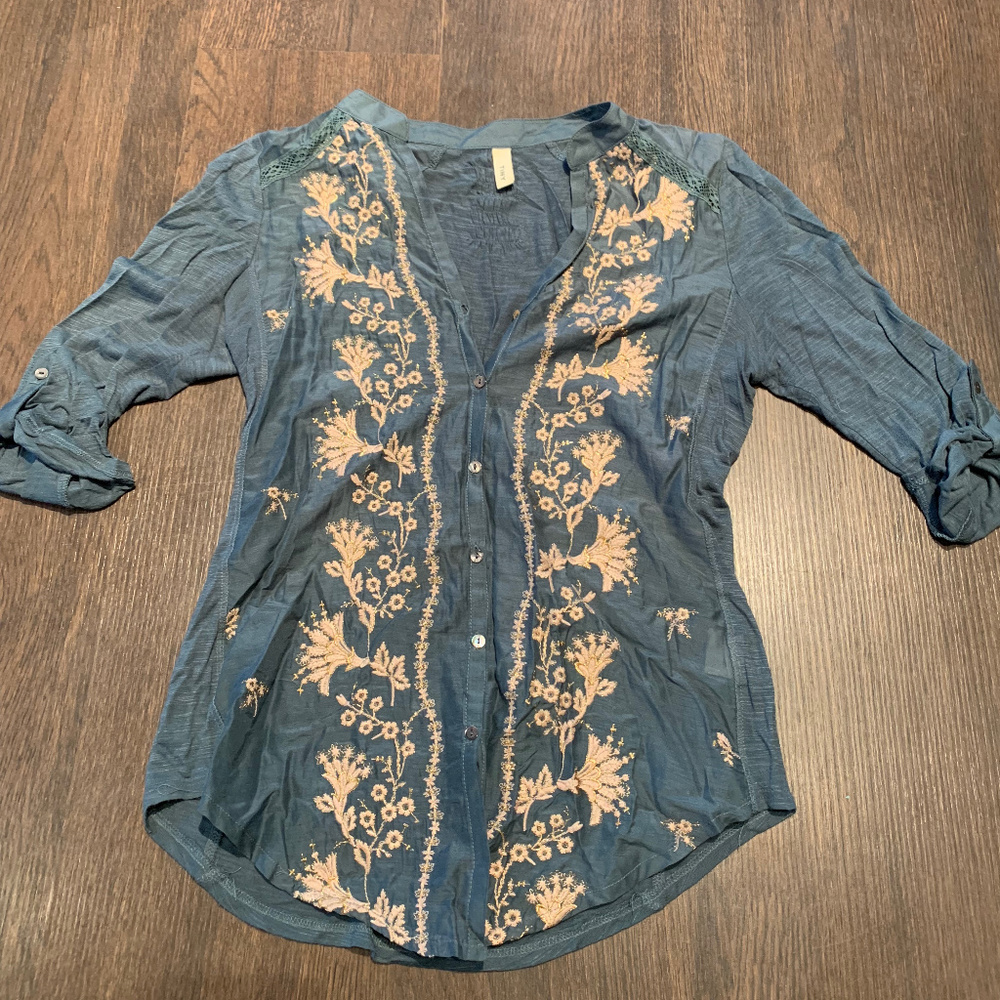 Anthropologie Embroidered Shirt